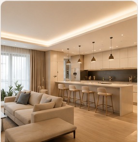 Modern açık mutfak salon ev tadilatı